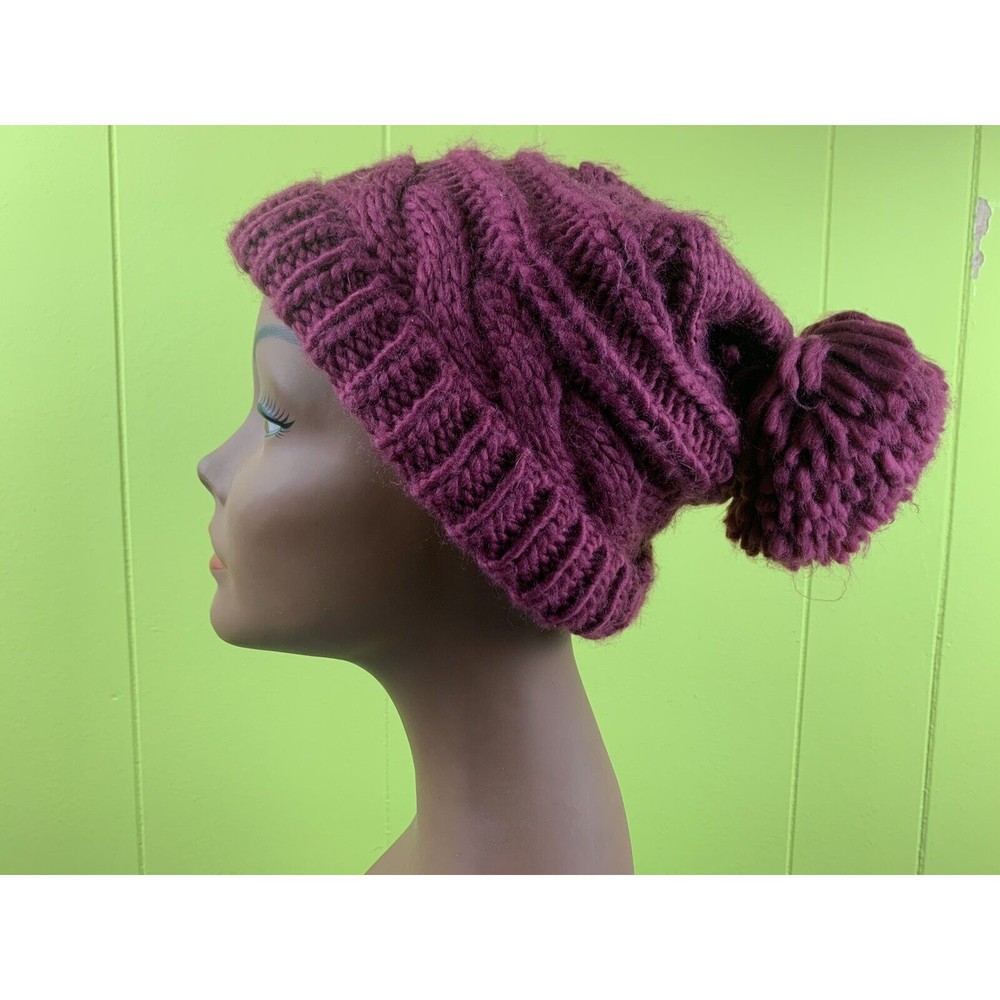 gMi Gold Medal Womens Pom Beanie Hat Cap Knit Nice Purple Pom Pom One Size